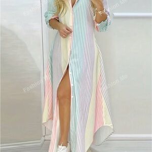 Spring/Summer Striped Multicolor Long Dress Size S (4)